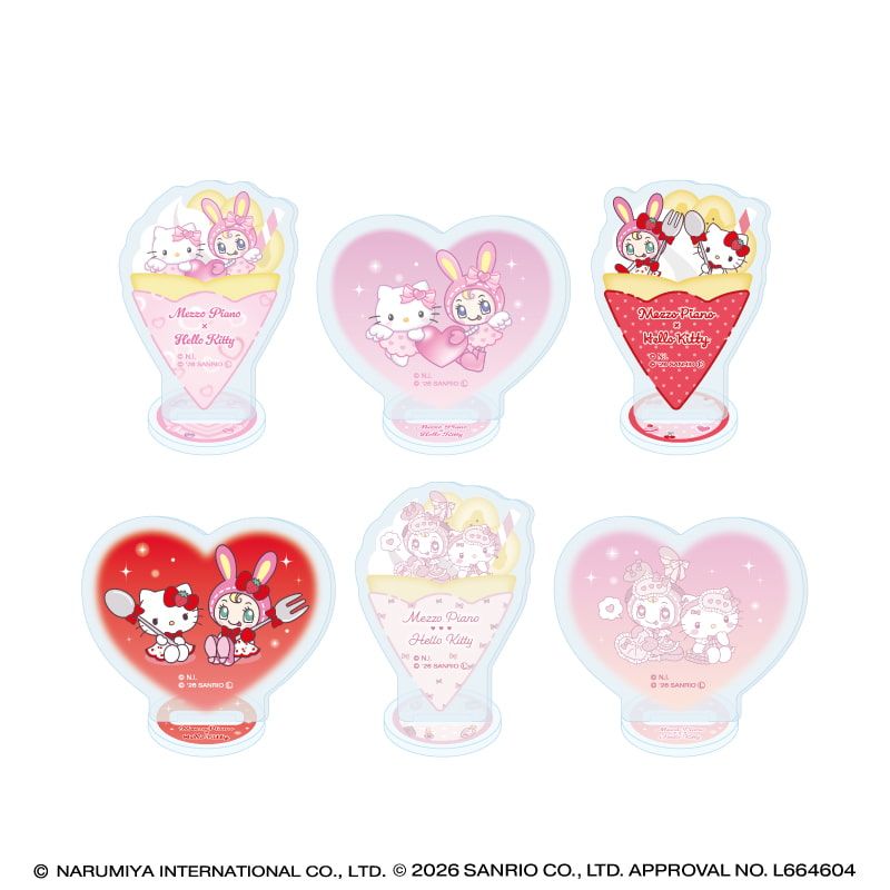 アクリルぷちスタンド「メゾピアノ×ハローキティ」01/ブラインド(6種)(コラボイラスト)