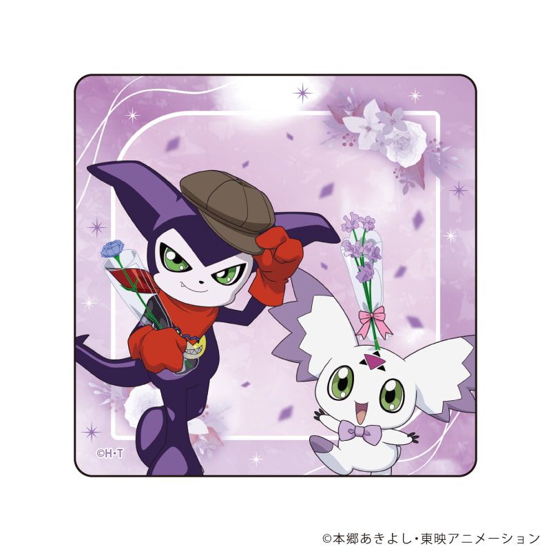 ダイカットスマホステッカー「デジモンテイマーズ」04/クルモン&インプモン お祝いver.(描き下ろしイラスト)