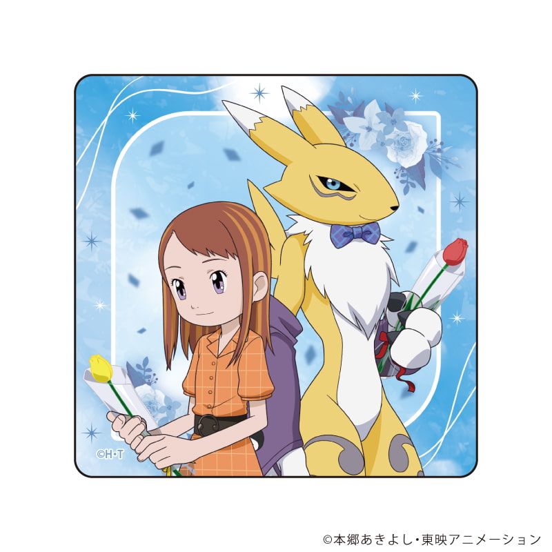 ダイカットスマホステッカー「デジモンテイマーズ」03/ルキ&レナモン お祝いver.(描き下ろしイラスト)