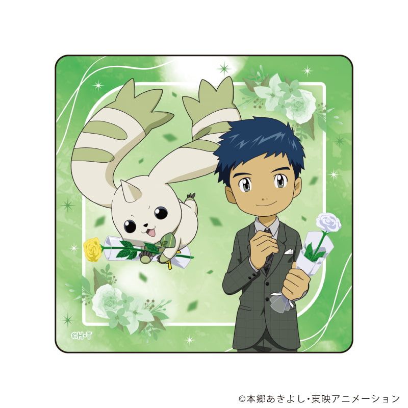 ダイカットスマホステッカー「デジモンテイマーズ」02/ジェンリャ&テリアモン お祝いver.(描き下ろしイラスト)