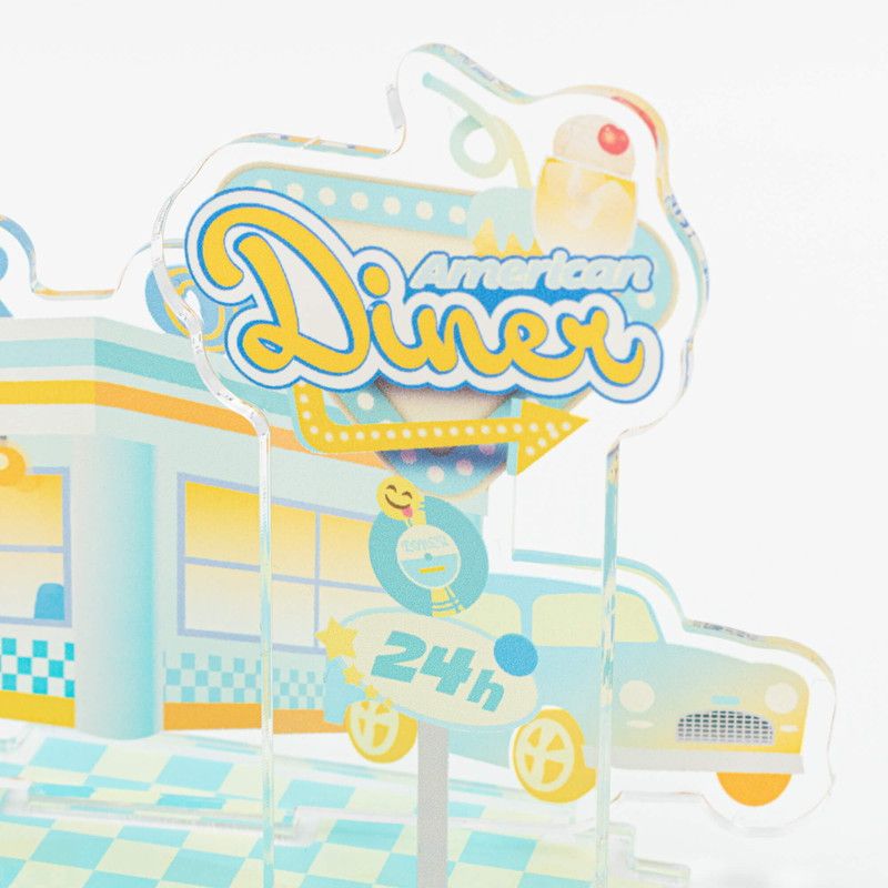 推し活背景ジオラマぷち38/ダイナー(レモンブルー)【推し活】