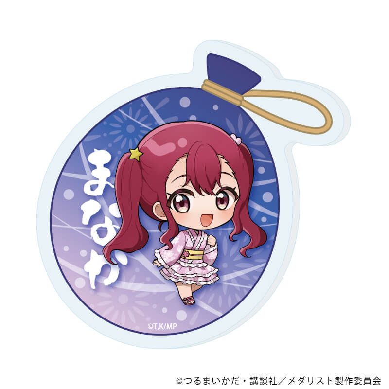 おなまえアクリルプレートバッジ「TVアニメ『メダリスト』」12/炉場 愛花 夏祭りver.(ミニキャライラスト)