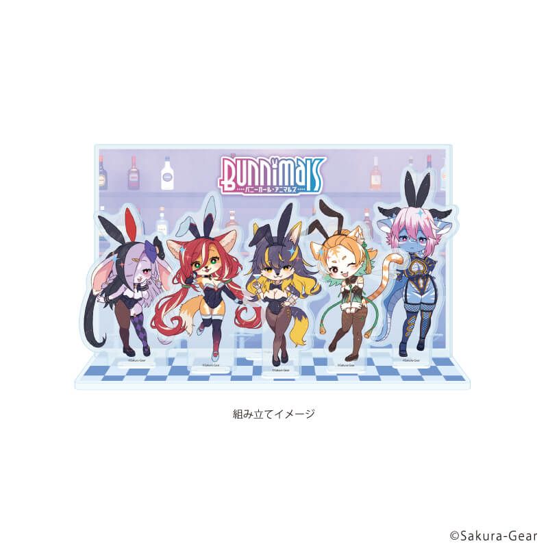 アクリルジオラマ「Bunnimals -バニーガール・アニマルズ-」01/集合デザイン(レトロアートイラスト)