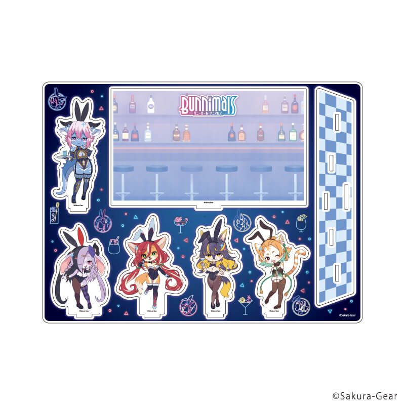アクリルジオラマ「Bunnimals -バニーガール・アニマルズ-」01/集合デザイン(レトロアートイラスト)