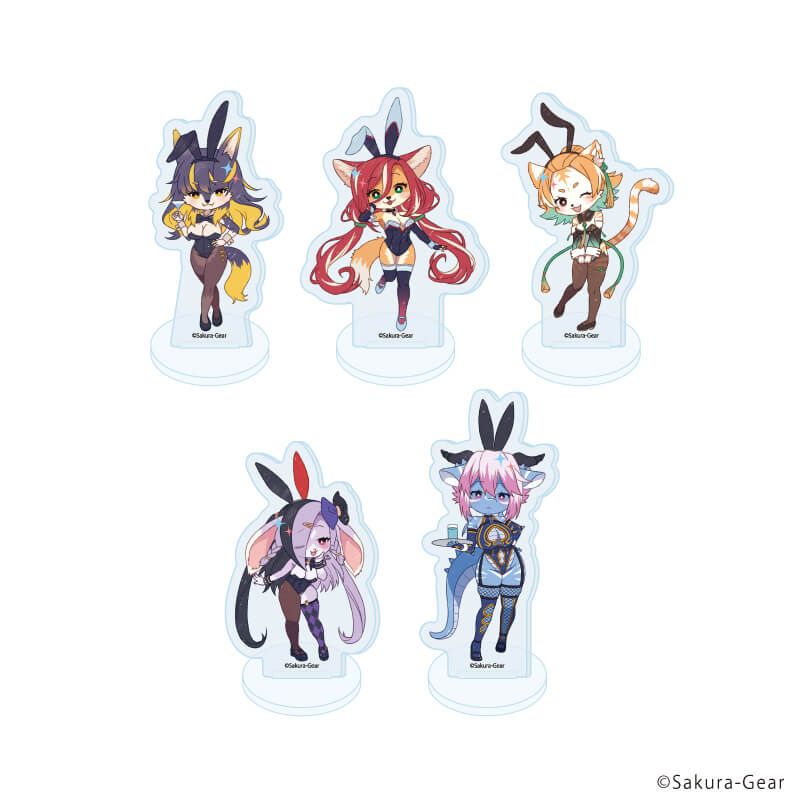 アクリルぷちスタンド「Bunnimals -バニーガール・アニマルズ-」01/コンプリートセット(全5種)(レトロアートイラスト)