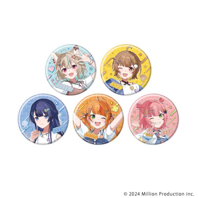 缶バッジ「Million Production」07/ブラインド(5種) お揃いTシャツver.(描き起こしイラスト)
