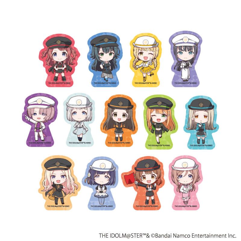 フレークシール(13種セット)「学園アイドルマスター」01/集合デザイン 駅員風衣装ver.(ミニキャライラスト)