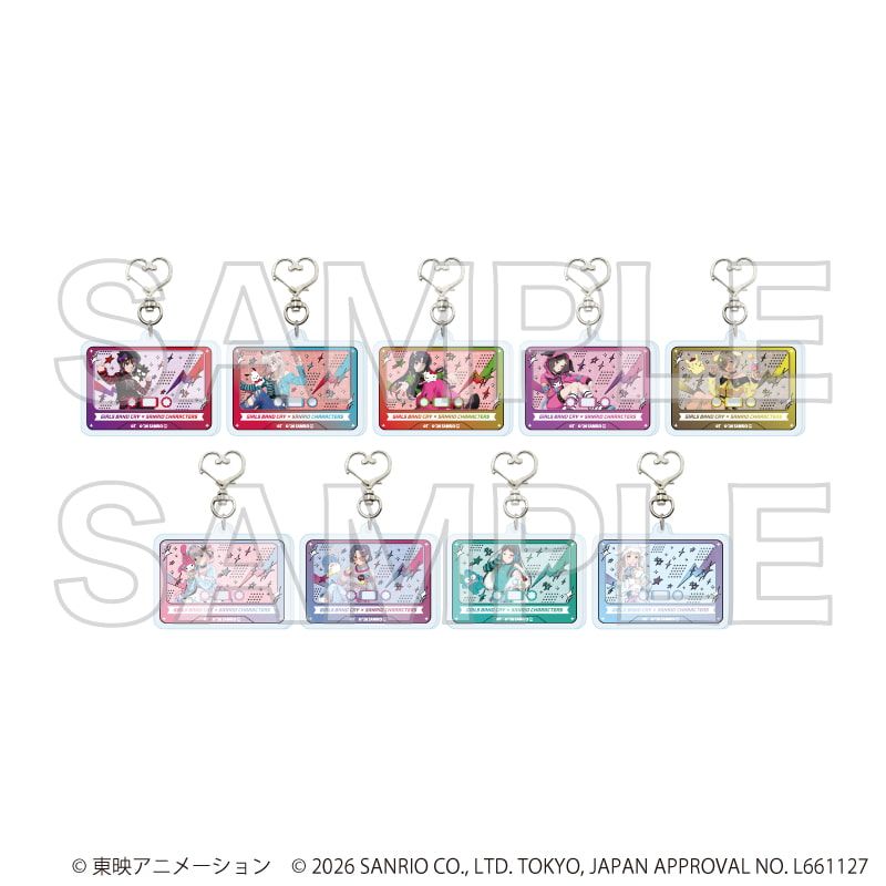 ハート型ナスカンアクリルキーホルダー「ガールズバンドクライ×サンリオキャラクターズ」01/コンプリートセット(全9種)(コラボイラスト)