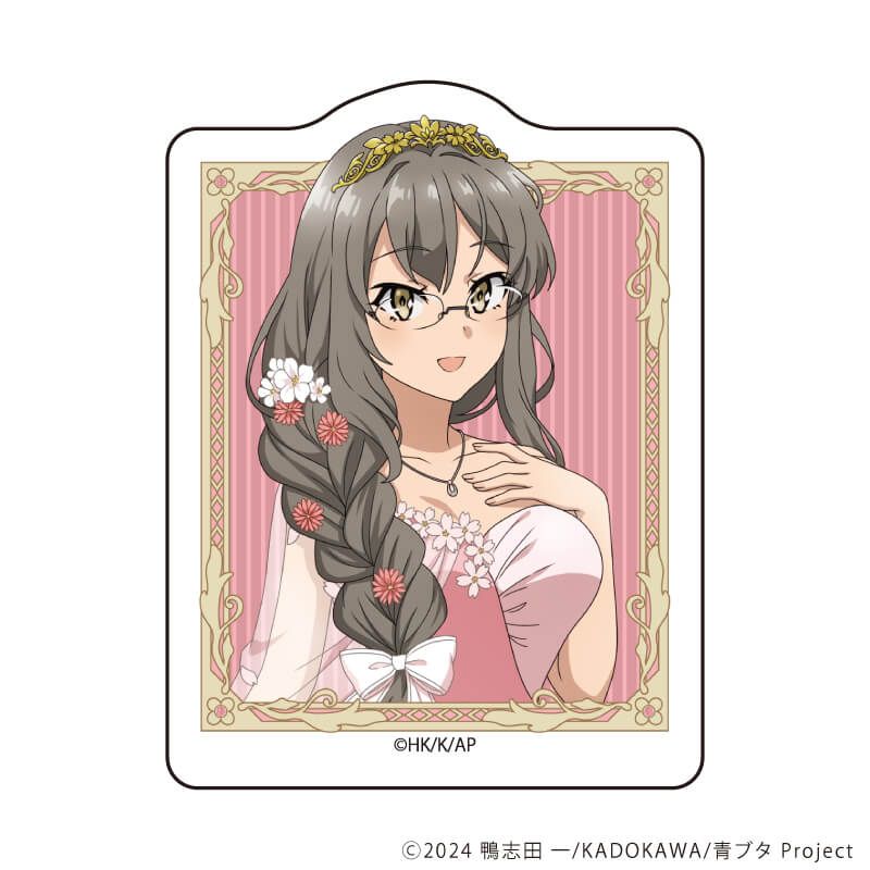 ダイカットスマホステッカー「『青春ブタ野郎』シリーズ」02/双葉理央 フラワードレスver.(描き下ろしイラスト)
