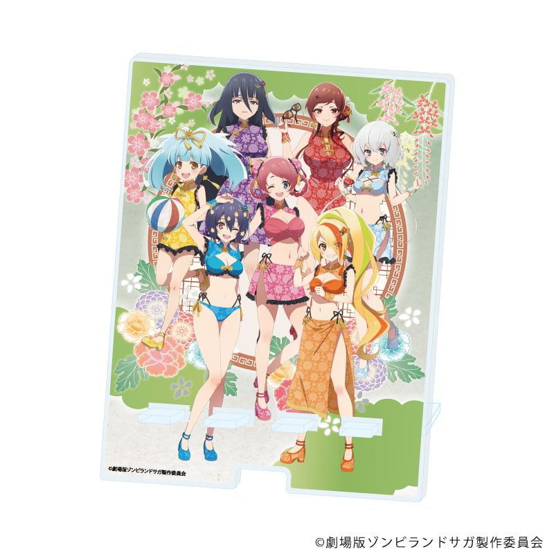 デカスマキャラスタンド「劇場版『ゾンビランドサガ ゆめぎんがパラダイス』」01/集合デザイン チャイナ水着ver.(描き下ろしイラスト)