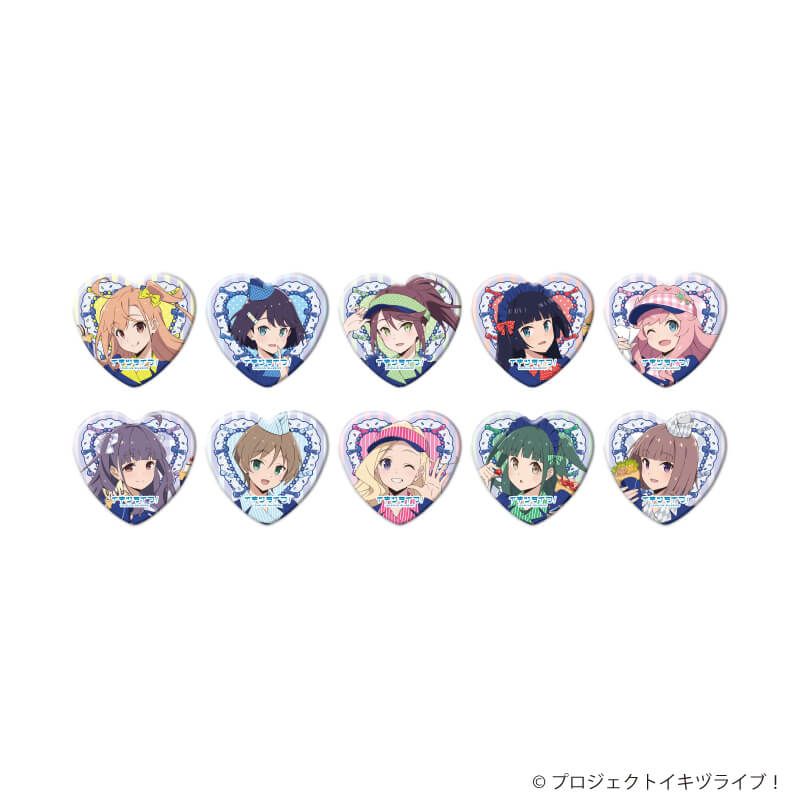 ハート型缶バッジ「イキヅライブ！ LOVELIVE! BLUEBIRD」01/クレープver. コンプリートセット(全10種)(描き下ろしイラスト)