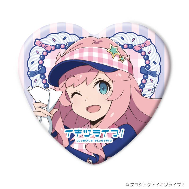 ハート型缶バッジ「イキヅライブ！ LOVELIVE! BLUEBIRD」01/クレープver. トレーディング(10種)(描き下ろしイラスト)