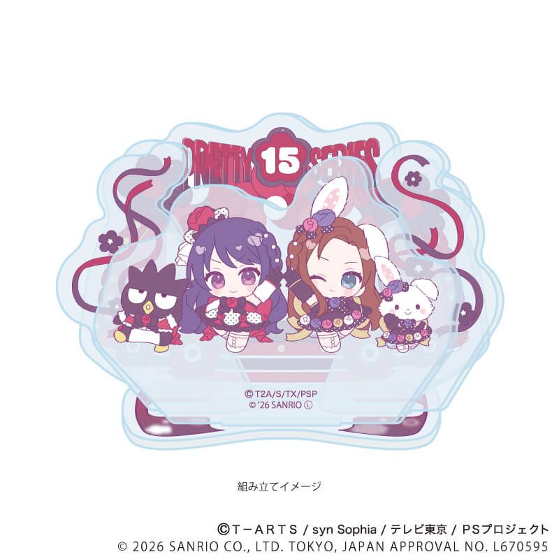 アクリルスタンドプレート「プリティーシリーズ×サンリオキャラクターズ」02/上葉みあ×バッドばつ丸&へイン×ウィッシュミーメル(コラボイラスト)