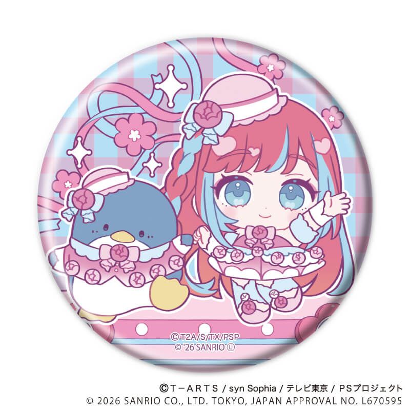 缶バッジ「プリティーシリーズ×サンリオキャラクターズ」04/BOX2 ブラインド(8種) ミニキャラデザイン(コラボイラスト)