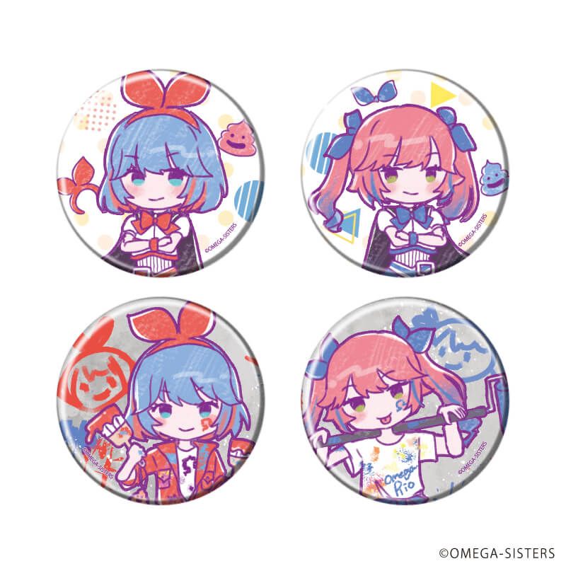 缶バッジ「おめがシスターズ」04/ブラインド(4種)(グラフアートイラスト)
