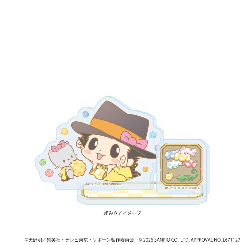 アクリルスタンドプレート「家庭教師ヒットマンREBORN!×SANRIO CHARACTERS」11/リボーン×ニャニィニュニェニョン(コラボイラスト)