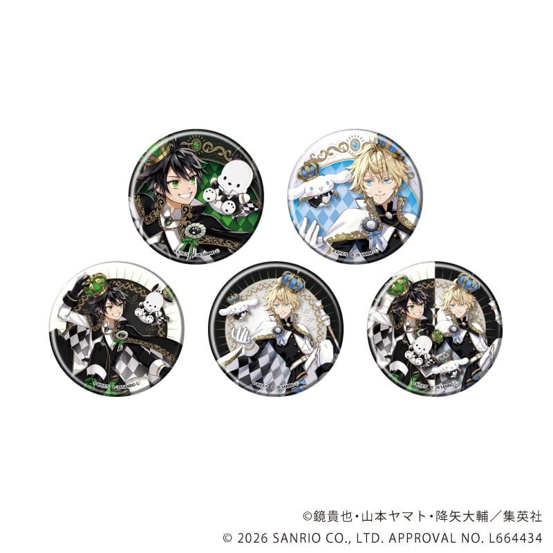 マット加工缶バッジ(57mm)「終わりのセラフ×サンリオキャラクターズ」01/ブラインド(5種)(コラボイラスト)