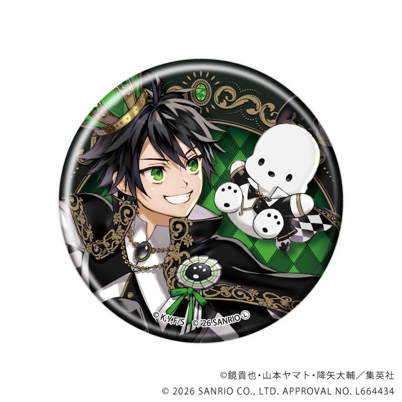 マット加工缶バッジ(57mm)「終わりのセラフ×サンリオキャラクターズ」01/ブラインド(5種)(コラボイラスト)