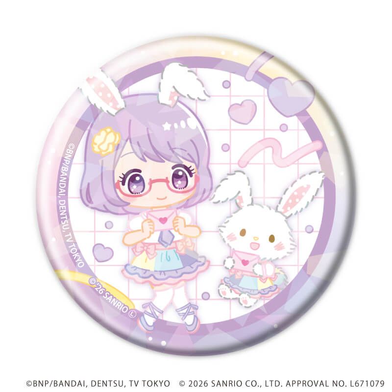 ホログラム缶バッジ(57mm)「アイカツスターズ！×サンリオキャラクターズ」04/トレーディング(10種)(コラボイラスト(ミニキャラ))