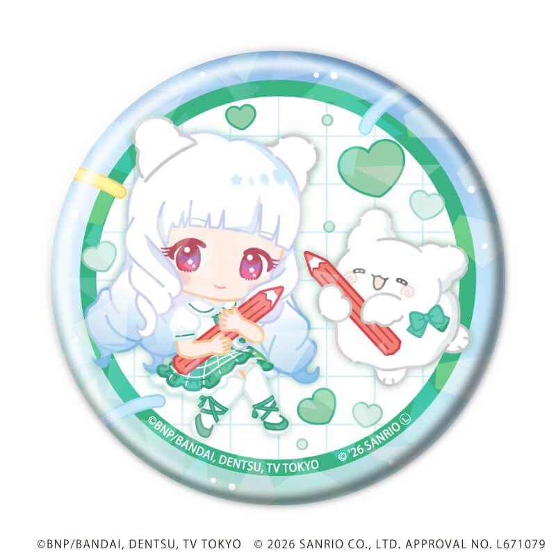 ホログラム缶バッジ(57mm)「アイカツスターズ！×サンリオキャラクターズ」04/トレーディング(10種)(コラボイラスト(ミニキャラ))