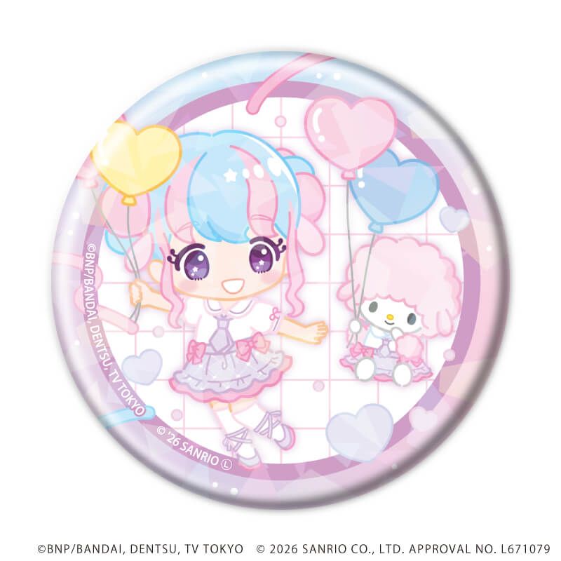 ホログラム缶バッジ(57mm)「アイカツスターズ！×サンリオキャラクターズ」04/トレーディング(10種)(コラボイラスト(ミニキャラ))