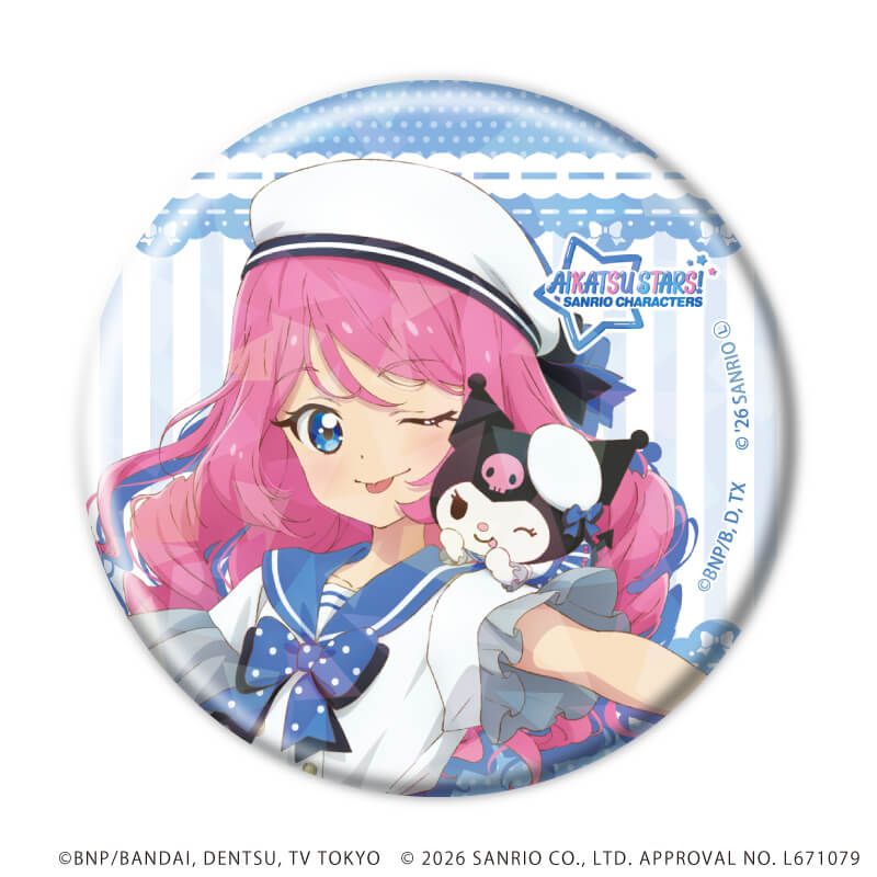 ホログラム缶バッジ(57mm)「アイカツスターズ！×サンリオキャラクターズ」03/トレーディング(5種)(コラボイラスト(等身))