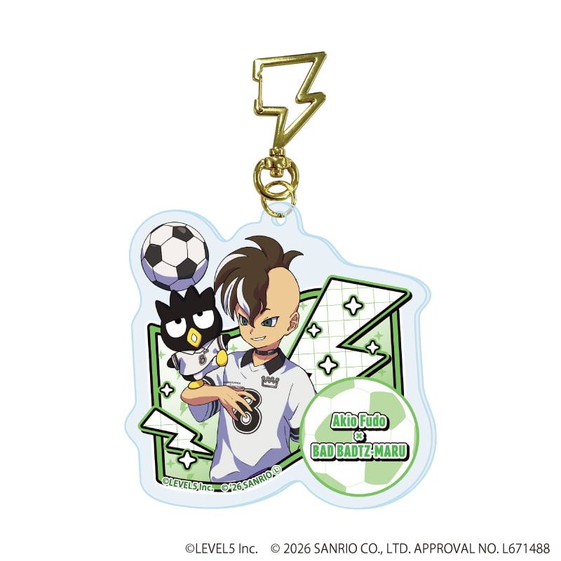 雷型ナスカン付きアクリルキーホルダー「イナズマイレブン×サンリオキャラクターズ」03/コンプリートセット(全10種)(コラボイラスト)
