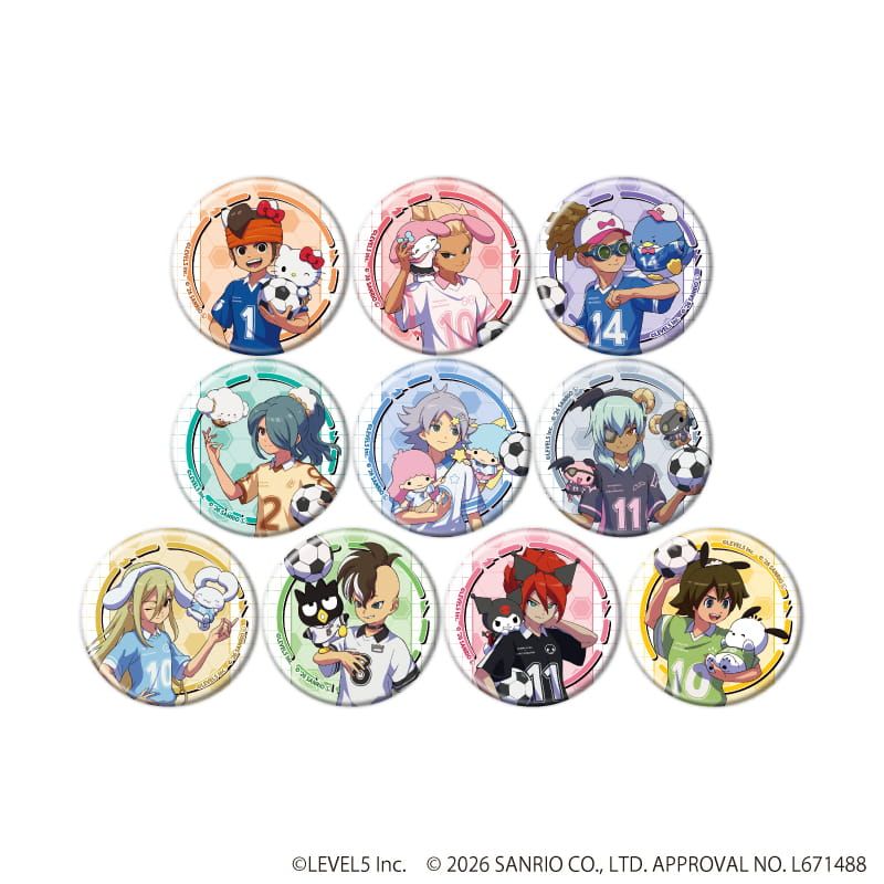 缶バッジ「イナズマイレブン×サンリオキャラクターズ」06/ブラインド(10種)(コラボイラスト)
