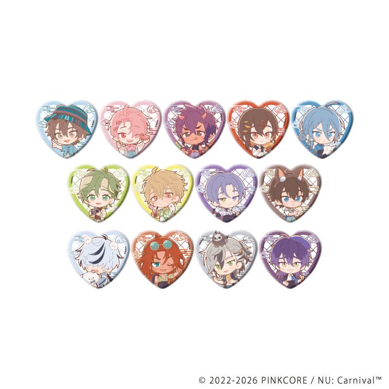 ハート型缶バッジ「NU: カーニバル」02/コンプリートセット(全13種)(ミニキャライラスト)
