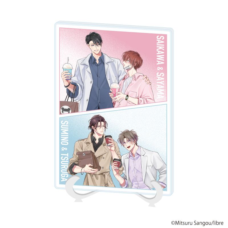 アクリルアートボード(A5サイズ)「マスク男子は恋したくないのに」01/才川 綴&佐山圭悟&墨乃 雪&敦賀照道(描き下ろしイラスト)