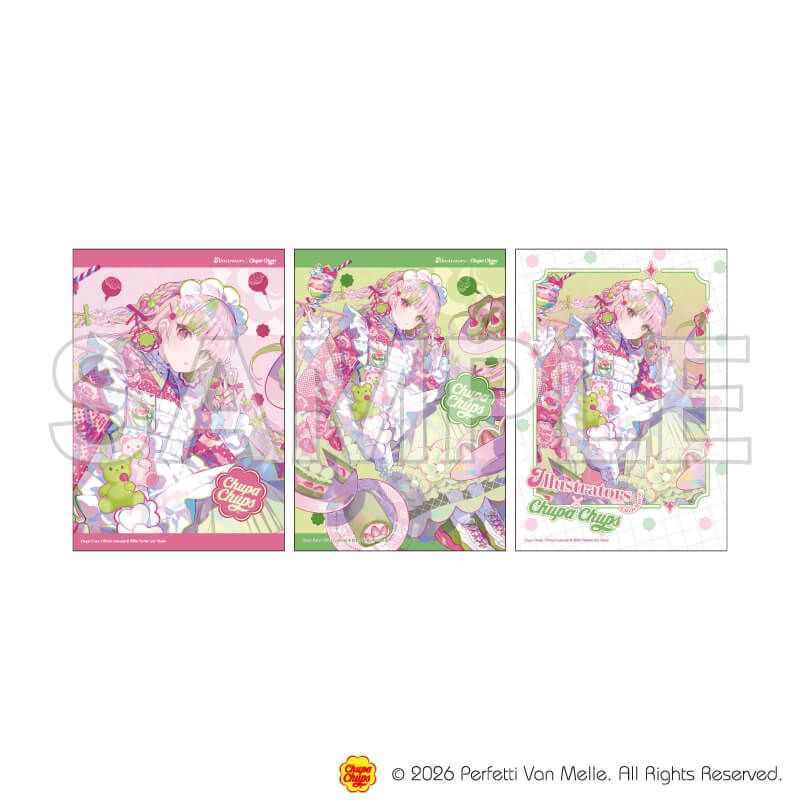 L版ブロマイド3枚セット「複数イラストレーター×チュッパチャプス」03/藤ちょこ(コラボイラスト)