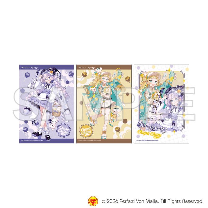 L版ブロマイド3枚セット「複数イラストレーター×チュッパチャプス」02/上倉エク(コラボイラスト)