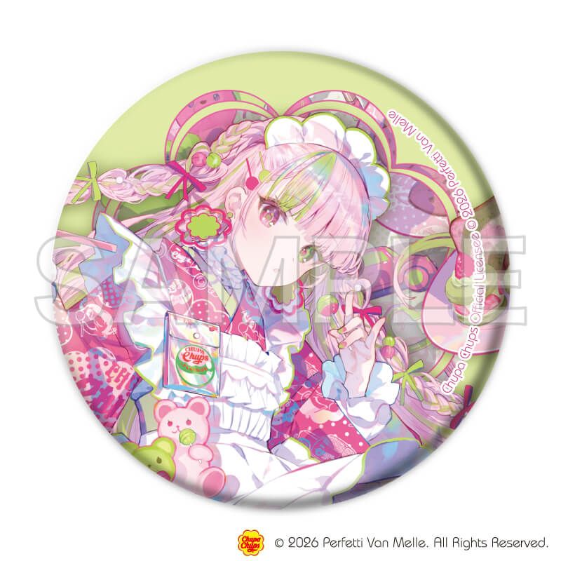マット加工缶バッジ(57mm)「複数イラストレーター×チュッパチャプス」01/コンプリートセット(全10種)(コラボイラスト)