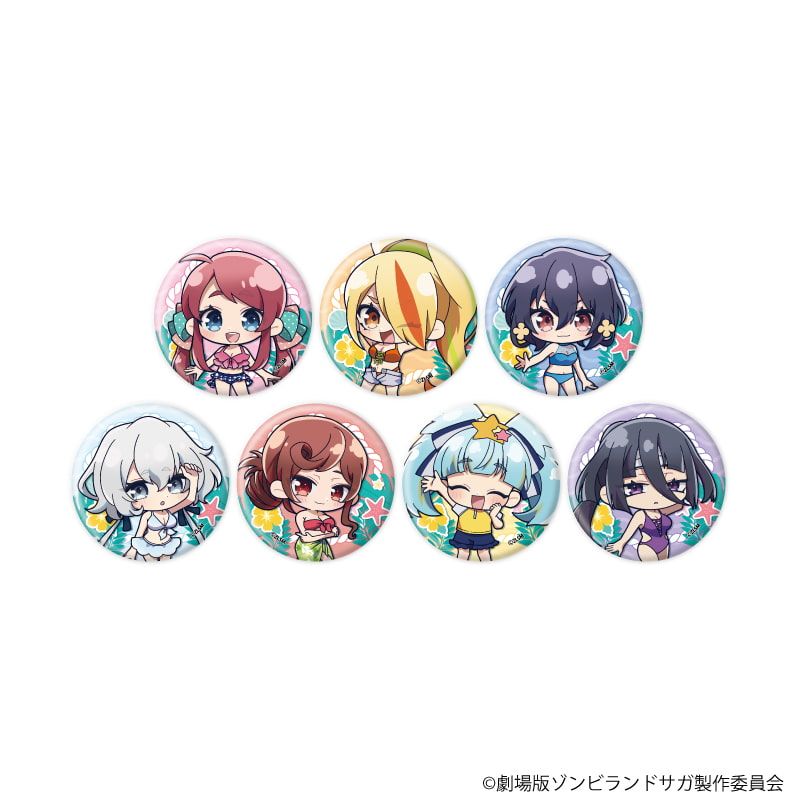 缶バッジ「劇場版『ゾンビランドサガ ゆめぎんがパラダイス』」04/コンプリートセット(全7種) 水着ver.(ミニキャライラスト)