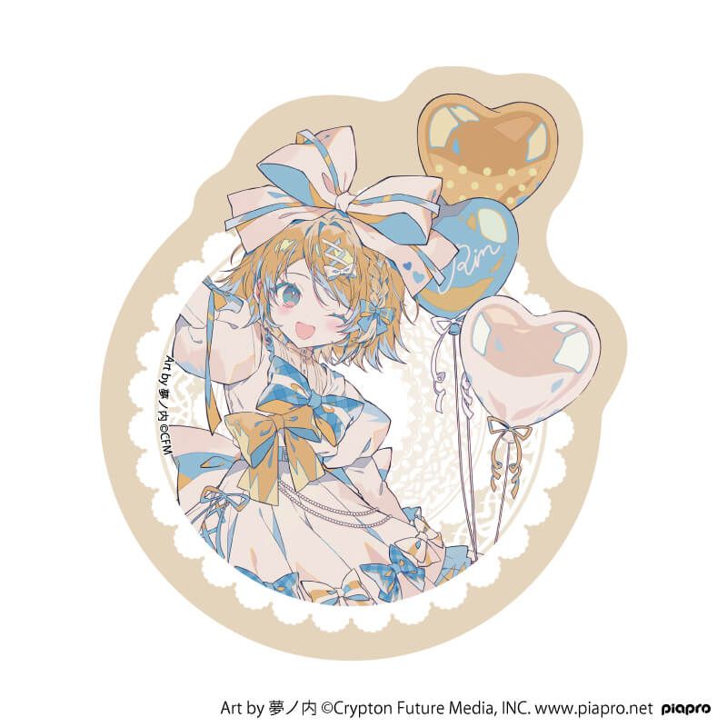 ダイカットステッカー「ピアプロキャラクターズ」08/鏡音リン リボンver.(描き起こしイラスト)