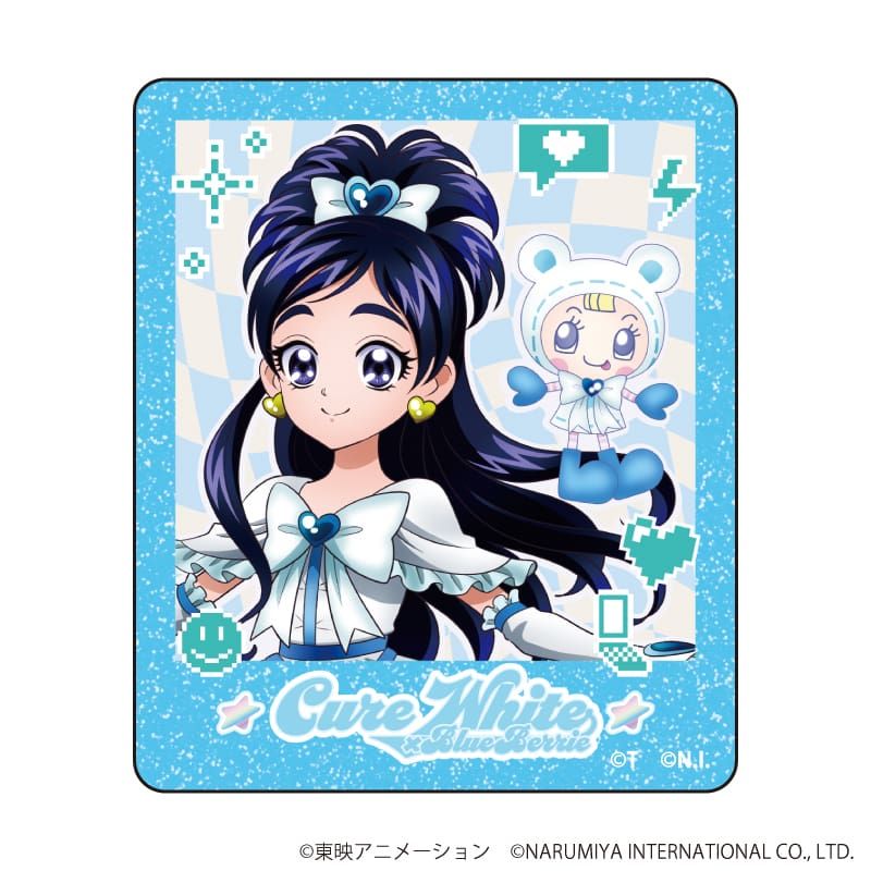 ダイカットスマホステッカー「プリキュアシリーズ×ナルミヤキャラクターズ」02/キュアホワイト&ブルーベリエちゃん(描き下ろしイラスト)
