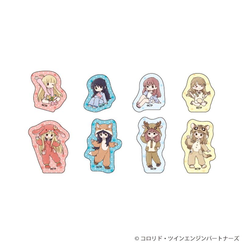 フレークシール(8枚セット)01/集合デザイン お泊まり会&着ぐるみパジャマ(グラフアートイラスト)